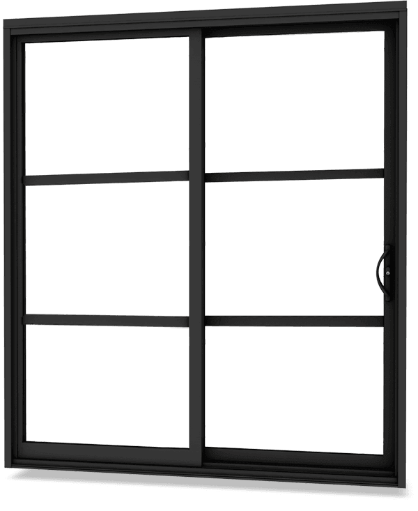 black painted patio door with simulated divided lites