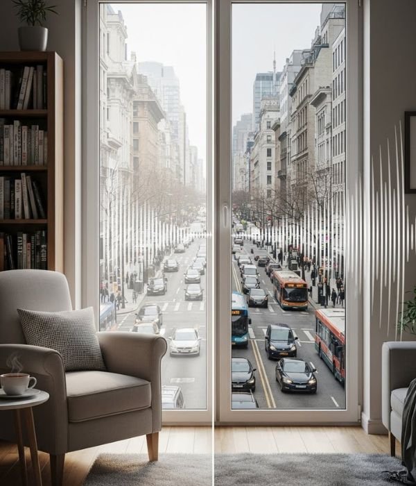 Double-pane windows blocking outside noise