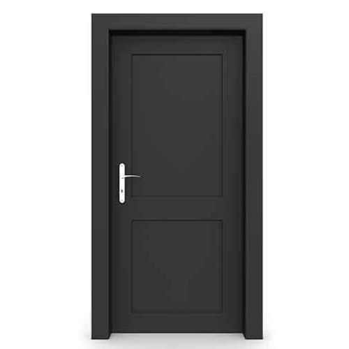 entry door a black door with silver handle