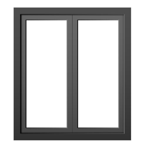 a black window frame with white glass