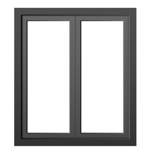 a black window frame with white glass